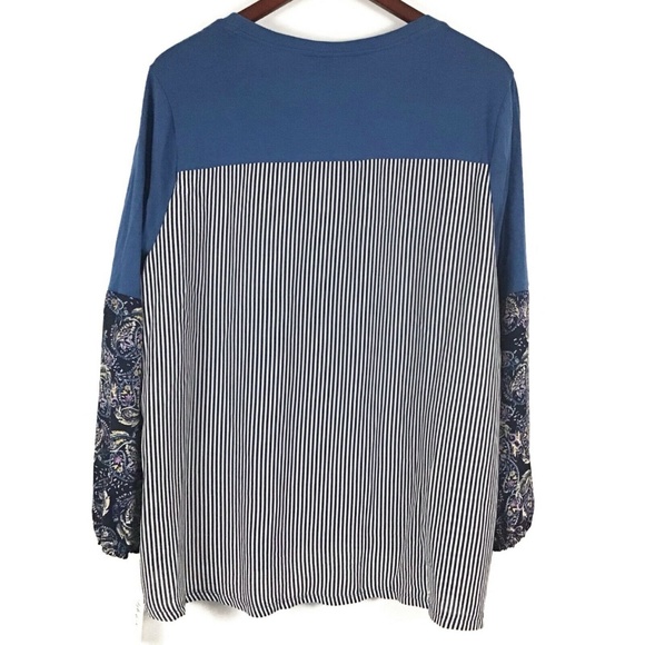 Style & Co Macy's Plus 3X Mixed Media Paisley Top - Picture 4 of 5